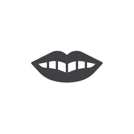 Smile mouth icon vector, filled flat sign, solid pictogram isolated on white. Dental care symbol, logo illustration.のイラスト素材