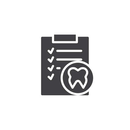 Clipboard with human tooth icon vector, filled flat sign, solid pictogram isolated on white.のイラスト素材