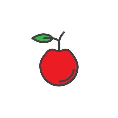 Cherry fruit filled outline icon
