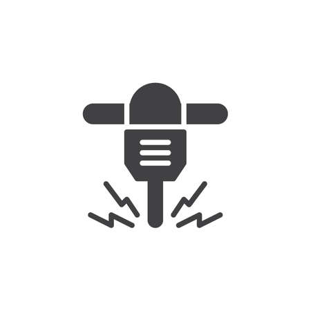 Jackhammer icon vector, filled flat sign, solid pictogram isolated on white. Hydraulic breaker symbol, logo illustrationのイラスト素材