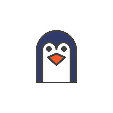 Penguin head filled outline icon, line vector sign, linear colorful pictogram isolated on white. Symbol, logo illustration. Pixel perfect vector graphicsのイラスト素材