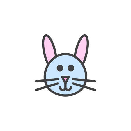 Bunny head filled outline icon, line vector sign, linear colorful pictogram isolated on white. Symbol, logo illustration. Pixel perfect vector graphicsのイラスト素材