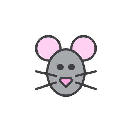 Mouse head filled outline icon, line vector sign, linear colorful pictogram isolated on white. Symbol, logo illustration. Pixel perfect vector graphicsのイラスト素材