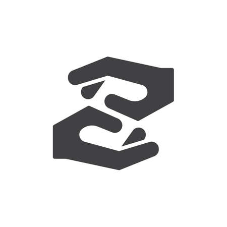 Caring hands icon vector, filled flat sign, solid pictogram isolated on white. Assistance symbol, logo illustration.のイラスト素材