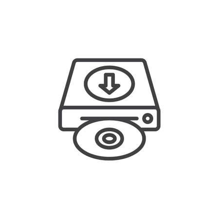 Download compact disk line icon, outline vector sign, linear style pictogram isolated on white....