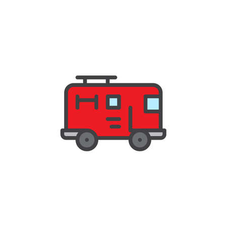 Fire truck filled outline icon vector illustrationのイラスト素材