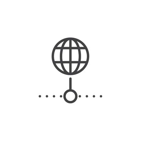 Global connection line icon, outline vector sign, linear style pictogram isolated on white. Internet symbol,  illustration. Editable strokeのイラスト素材