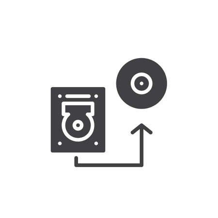 Transfer disk icon vector, filled flat sign, solid pictogram isolated on white. Data backup symbol, logo illustration.のイラスト素材