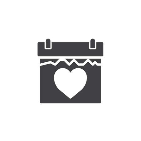 Valentine's day calendar icon vector, filled flat sign, solid pictogram isolated on white. Love date symbol, logo illustration.のイラスト素材