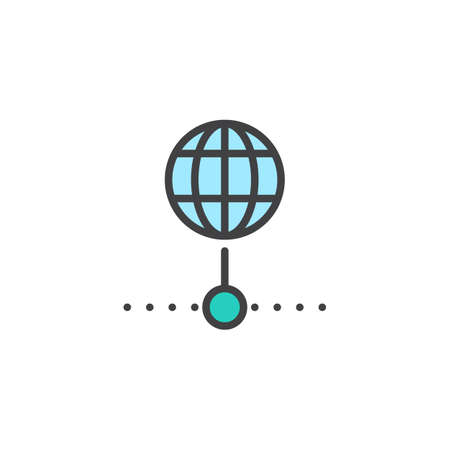 Global internet network filled outline icon, line vector sign, linear colorful pictogram isolated on white. Globe symbol, logo illustration. Pixel perfect vector graphicsのイラスト素材