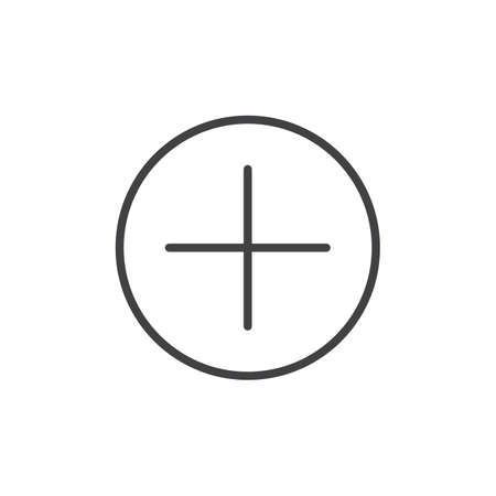 Add button line icon, outline vector sign, linear style pictogram isolated on white. Plus symbol, logo illustration. Editable strokeのイラスト素材