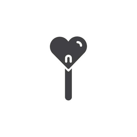 Candy lollipop in heart shape icon vector, filled flat sign, solid pictograph isolated on white.のイラスト素材