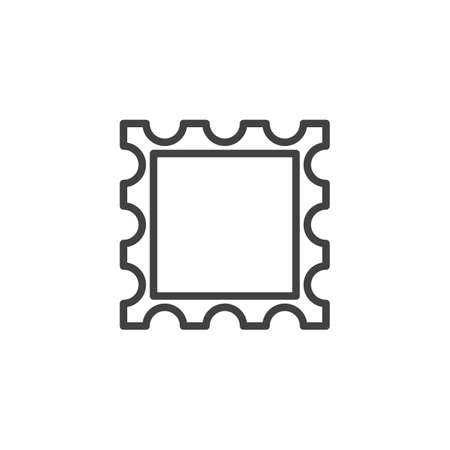 Post stamp frame line icon, outline vector sign, linear style pictogram isolated on white. Symbol, illustration. Editable strokeのイラスト素材