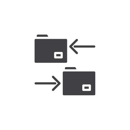 Folders data exchange icon vector, filled flat sign, solid pictogram isolated on white. Data sharing symbol, logo illustration.のイラスト素材