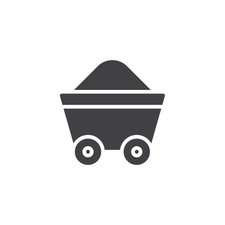 Mine trolley icon vector, filled flat sign, solid pictogram isolated on white. Barrow symbol, logo illustration.のイラスト素材
