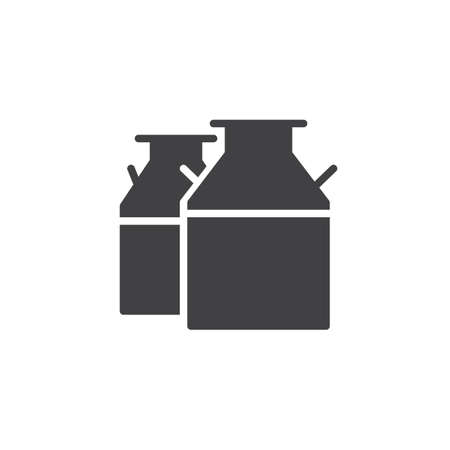 Milk cans icon vector, filled flat sign, solid pictogram isolated on white. Symbol, logo illustration.のイラスト素材
