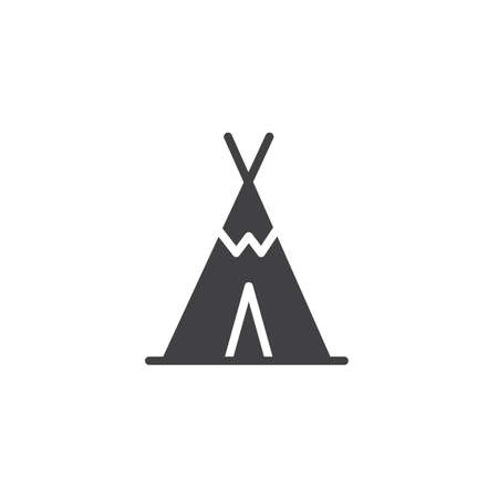 Wigwam icon vector, filled flat sign, solid pictogram isolated on white. Tourist tent shelter symbol, logo illustration.のイラスト素材