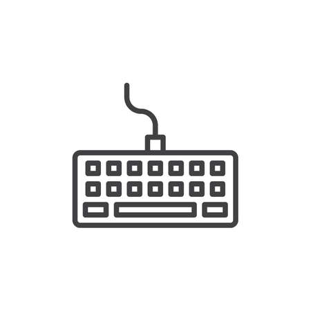 Computer keyboard line icon, outline vector sign, linear style pictogram isolated on white. Keypad symbol, logo illustration. Editable strokeのイラスト素材