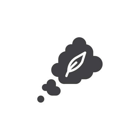 Make up story icon vector, filled flat sign, solid pictogram isolated on white. Feather in thought cloud symbol, illustration.のイラスト素材