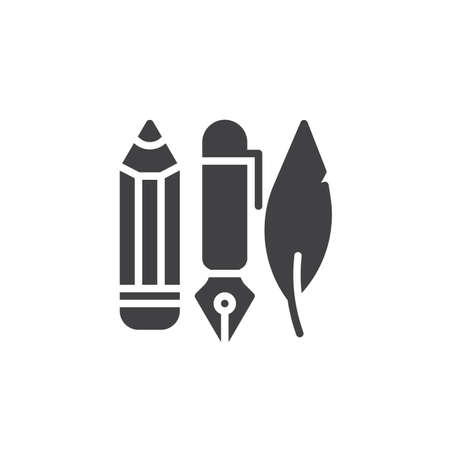 Ink pen pencil and feather iconのイラスト素材