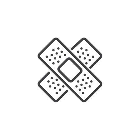 Medical plaster line icon, outline vector sign, linear style pictogram isolated on white. Adhesive...
