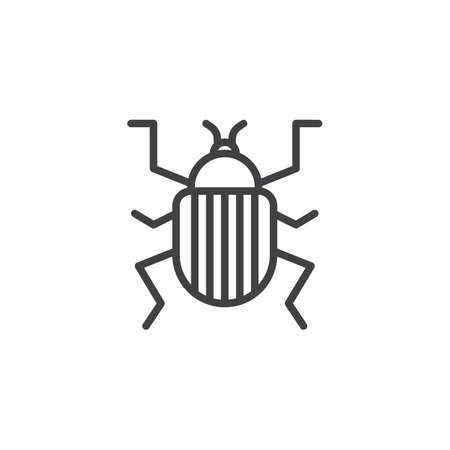 Colorado bug line icon, outline vector sign, linear style pictogram isolated on white. Pest symbol, icon illustration. Editable stroke.のイラスト素材