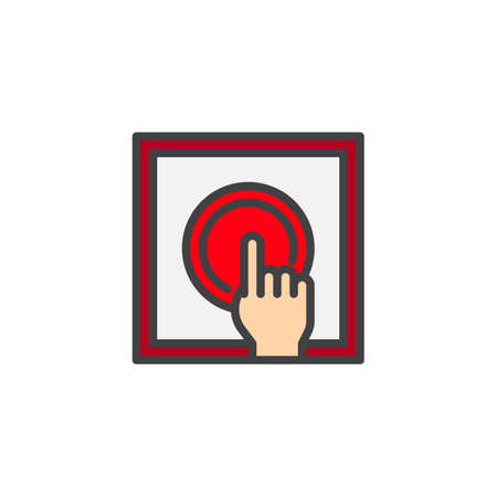 Push alarm button filled outline icon, line vector sign, linear colorful pictogram isolated on white. Symbol, illustration. Pixel perfect vector graphicsのイラスト素材