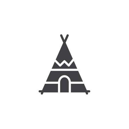 Indian tepee icon vector, filled flat sign, solid pictogram isolated on white. Wigwam symbol, logo illustration.のイラスト素材