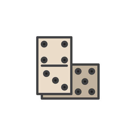 Dominoes game filled outline icon, line vector sign, linear colorful pictogram isolated on white. Casino and gambling symbol, logo illustration. Pixel perfect vector graphicsのイラスト素材