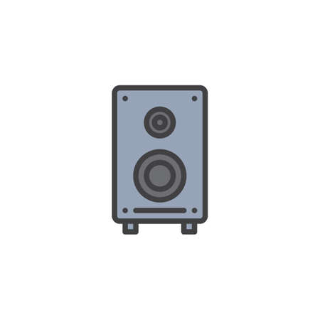 Sound speaker filled outline icon, line vector sign, linear colorful pictogram isolated on white. Loudspeaker symbol, logo illustration. Pixel perfect vector graphicsのイラスト素材