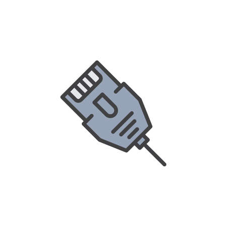 LAN connector cable filled outline icon, line vector sign, linear colorful pictogram isolated on...