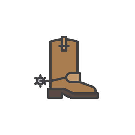 Cowboy boots filled outline icon, line vector sign, linear colorful pictogram isolated on white. Symbol, illustration. Pixel perfect vector graphicsのイラスト素材