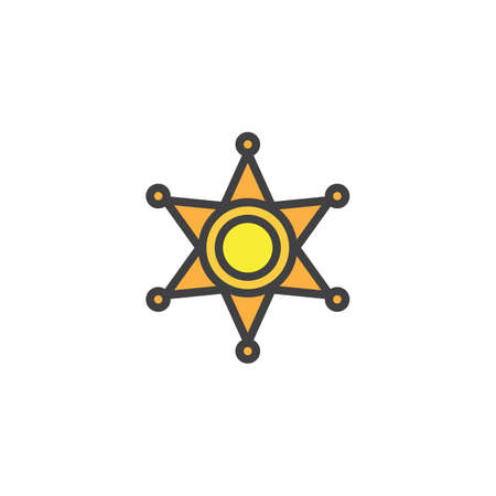 Sheriff star filled outline icon, line vector sign, linear colorful pictogram isolated on white. Symbol, illustration. Pixel perfect vector graphicsのイラスト素材