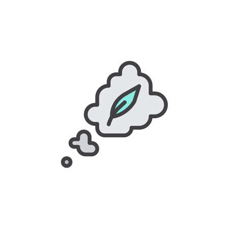 Make up story filled outline icon, line vector sign, linear colorful pictogram isolated on white. Feather in thought cloud symbol, logo illustration. Pixel perfect vector graphicsのイラスト素材