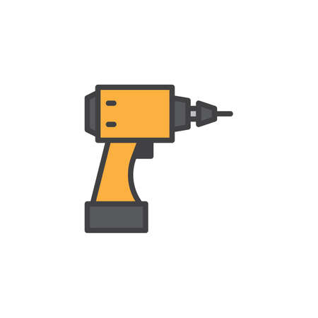 Cordless drill filled outline icon vector illustrationのイラスト素材