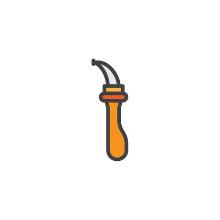 Knife work tool filled outline icon, line vector sign, linear colorful pictogram isolated on white. Cable cutter symbol, logo illustration. Pixel perfect vector graphicsのイラスト素材