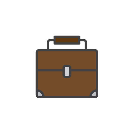 Briefcase filled outline icon, line vector sign, linear colorful pictogram isolated on white. Suitcase symbol, illustration. Pixel perfect vector graphicsのイラスト素材