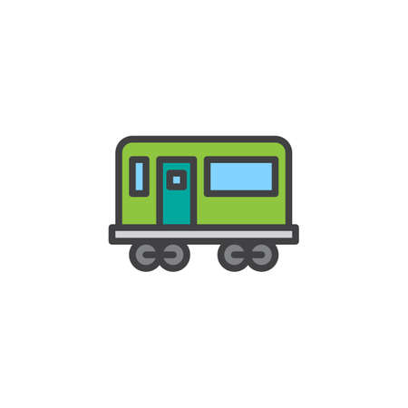 Railway carriage filled outline icon, line vector sign, linear colorful pictogram isolated on white. Train travel symbol, logo illustration. Pixel perfect vector graphicsのイラスト素材