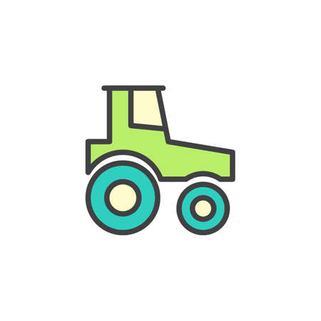 Tractor filled outline icon, line vector sign, linear colorful pictogram isolated on white. Symbol, illustration. Pixel perfect vector graphicsのイラスト素材