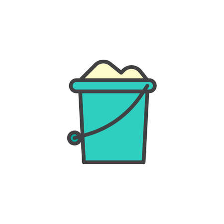Sand bucket, line vector sign, linear colorful pictogram isolated on white. Symbol, logo illustration. Pixel perfect vector graphicsのイラスト素材