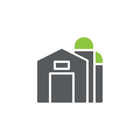 Granary icon vector, filled flat sign, bicolor pictogram, green and gray colors. Storehouse symbol, logo illustrationのイラスト素材