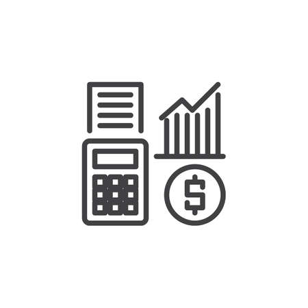 Financial analytics outline icon. linear style sign for mobile concept and web design. Online banking simple line vector icon. Symbol, logo illustration.のイラスト素材