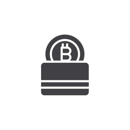 Bitcoin wallet vector icon. filled flat sign for mobile concept and web design. Cryptocurrency money purse simple solid icon. Symbol, logo illustration. Pixel perfect vector graphics.のイラスト素材