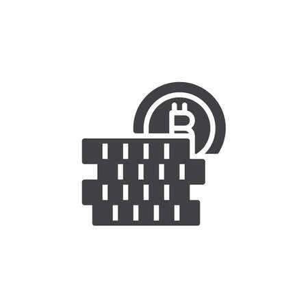 Bitcoin stacked coins vector icon. filled flat sign for mobile concept and web design. Virtual cryptocurrency money simple solid icon. Symbol, logo illustration. Pixel perfect vector graphics.のイラスト素材