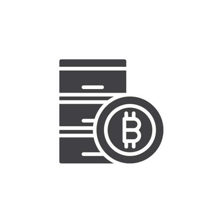 Bitcoin data centre vector icon. filled flat sign for mobile concept and web design. Cryptocurrency mining hardware simple solid icon. Symbol, logo illustration. Pixel perfect vector graphics.のイラスト素材