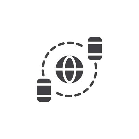 Global digital money circulation vector icon. filled flat sign for mobile concept and web design. Cryptocurrency exchange and transfer simple solid icon. Symbol, logo illustration.のイラスト素材