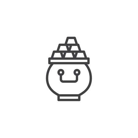 Gold pot outline icon. linear style sign for mobile concept and web design. Jar of gold bars simple line vector icon. Symbol, icon illustration. Pixel perfect vector graphics.のイラスト素材