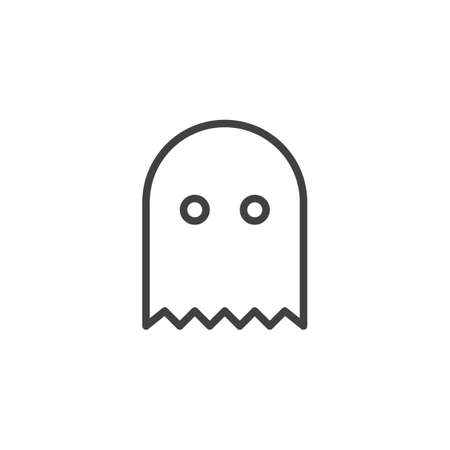 Ghost game simple outline linear style sign for a mobile concept and web design vector icon illustration. Pixel perfect graphicsのイラスト素材