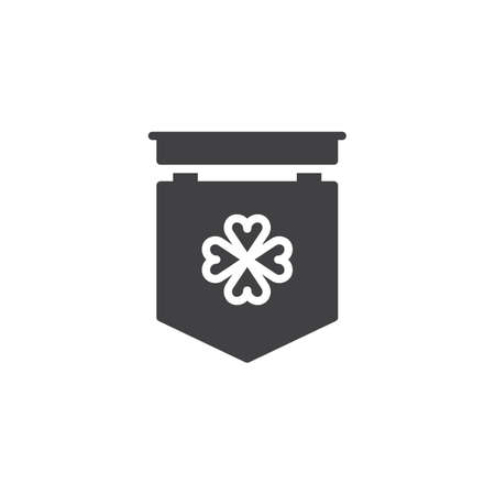 Flag with clover vector icon. filled flat sign for mobile concept and web design. St. Patricks Day flag simple solid icon. Symbol, logo illustration. Pixel perfect vector graphicsのイラスト素材