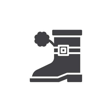 Leprechaun boot with clover vector icon. filled flat sign for mobile concept and web design. Saint Patrick's Day simple solid icon. Symbol, illustration.のイラスト素材